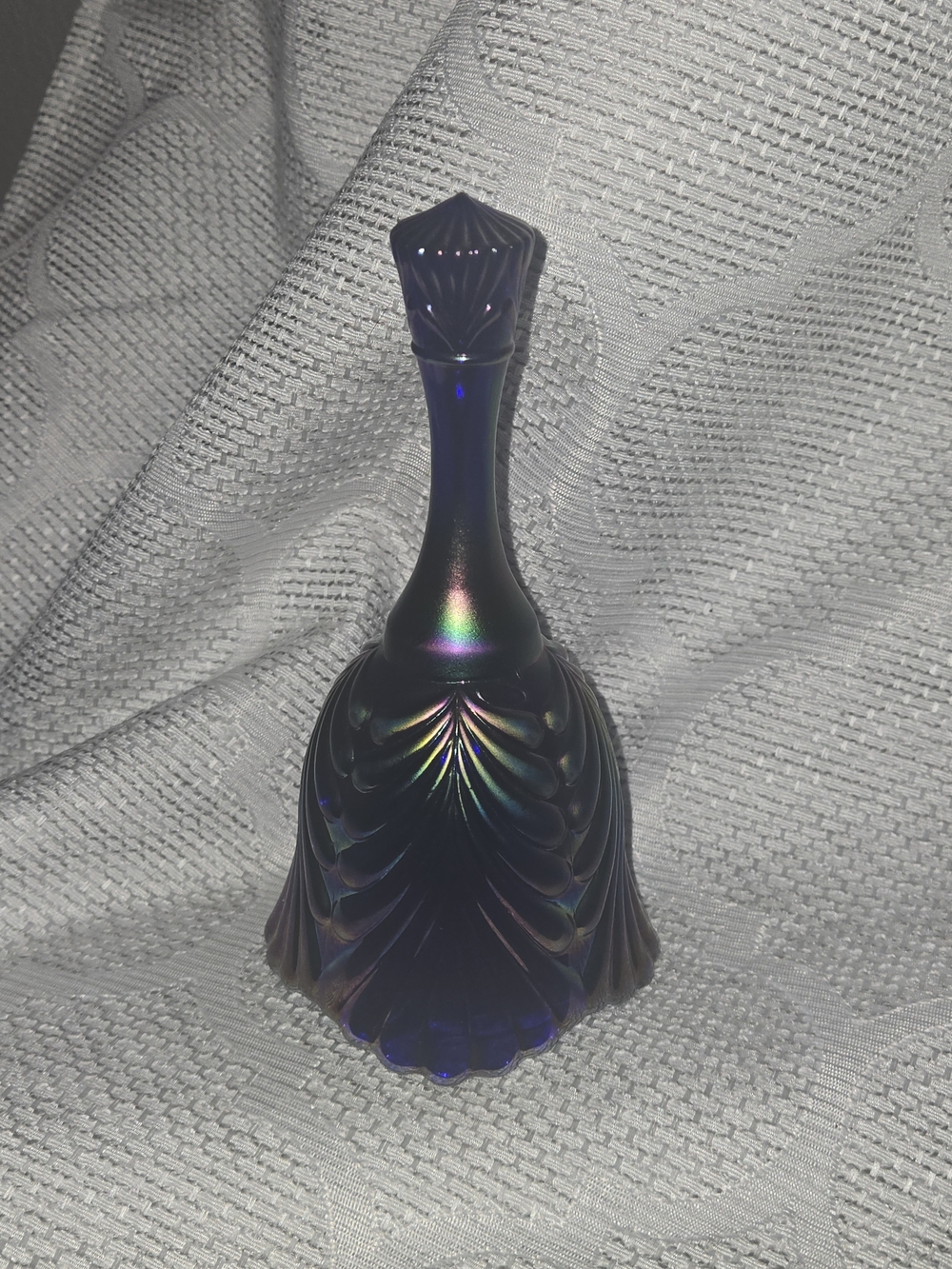 Fenton Cobalt Marigold Blue Iridescent Carnival Glass Bell Beauty Vintage - Picture 3 of 9